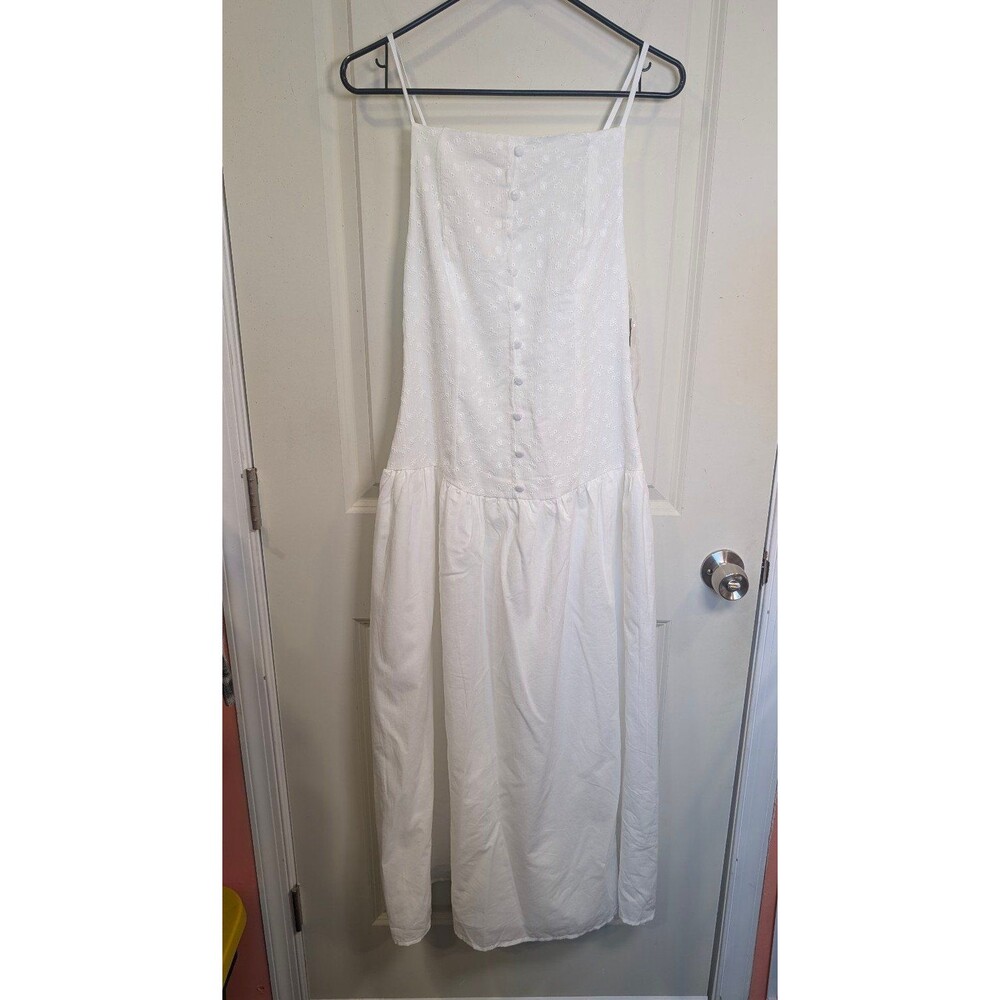 Women's Wild Fable High Neck Dropped Waist Midi A-Line Dress White XS - Picture 3 of 10